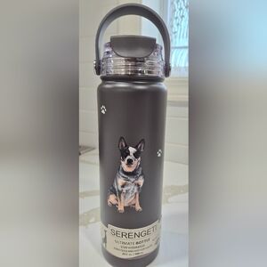 Australian Cattle Dog Serengeti Dark Brown Water Bottle